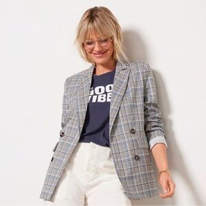 Evereve Ivy Blue Plaid Blazer